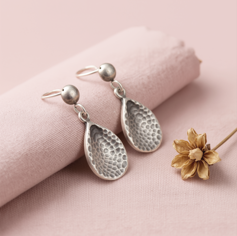 Hammered Silver Earrings